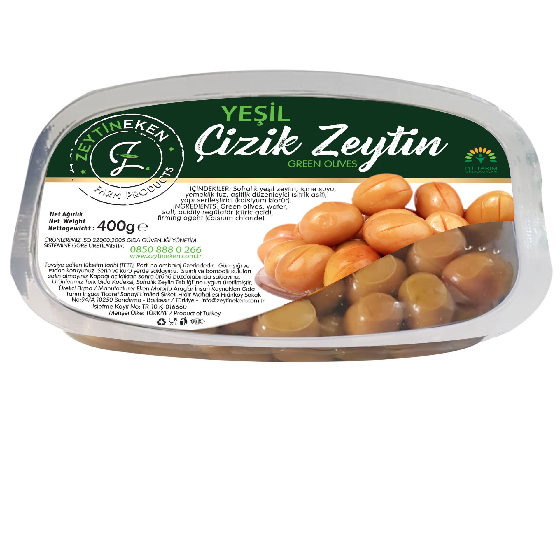 400 G. VAKUM YEŞİL ÇİZİK ZEYTİN