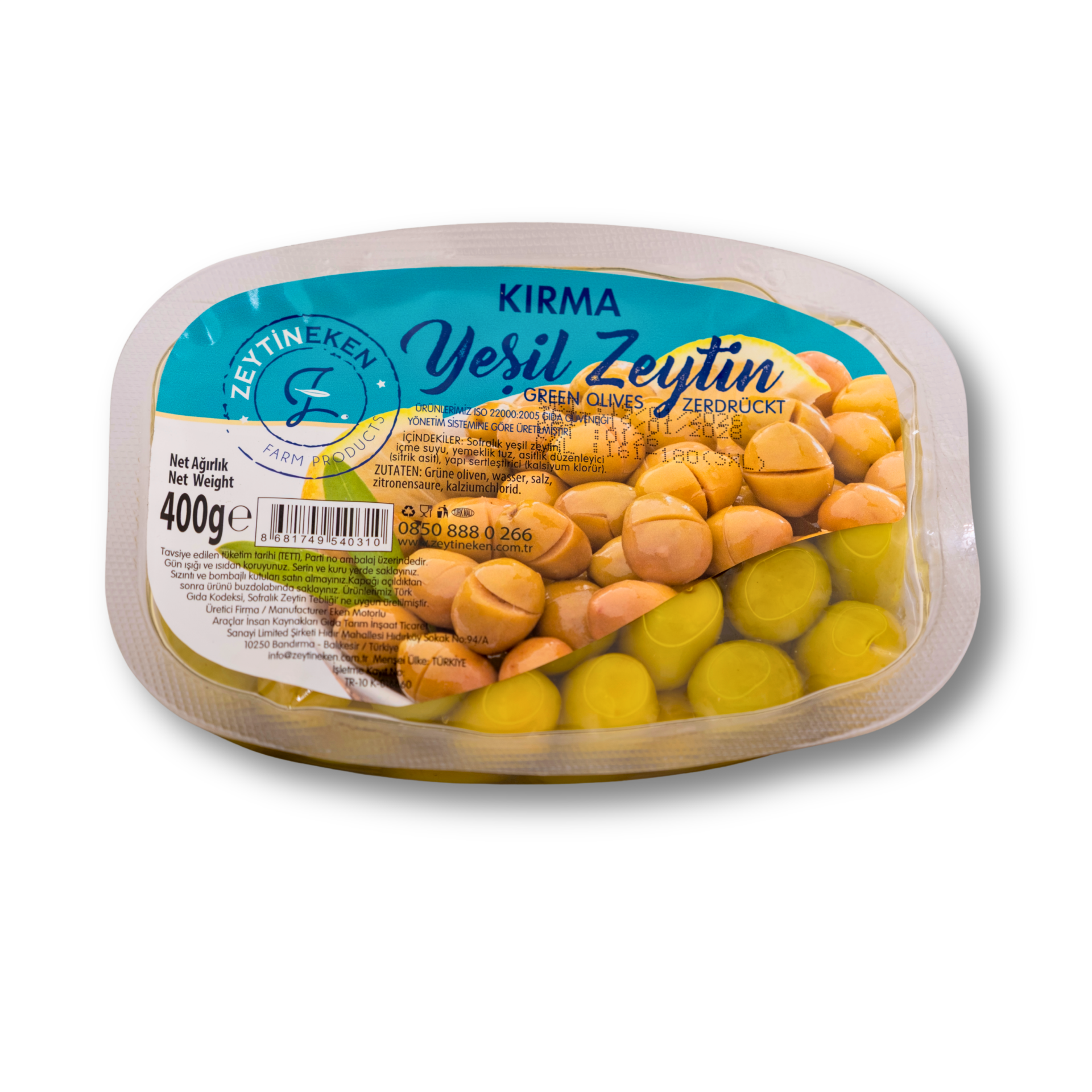 400 G. VAKUM YEŞİL KIRMA ZEYTİN
